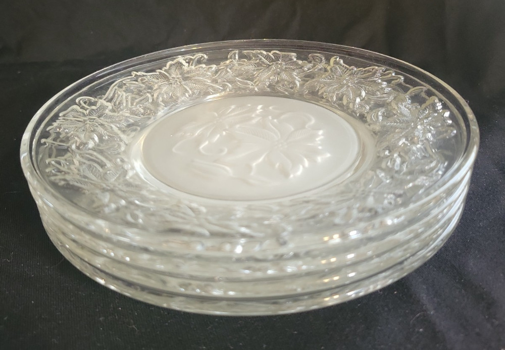 4 Princess House FANTASIA frosted 6 1/4" Bread Butter Dessert Plates EXCELLENT